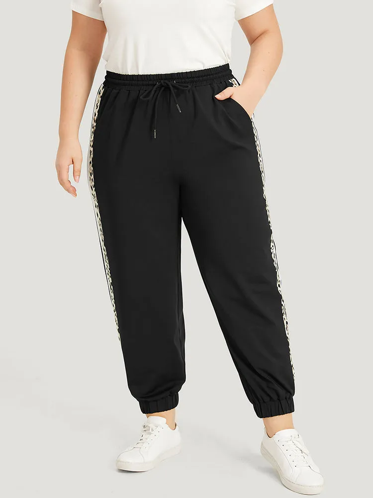 Patchwork Leopard Pocket Drawstring Elastic Waist Sweatpants sold by Bloomchic