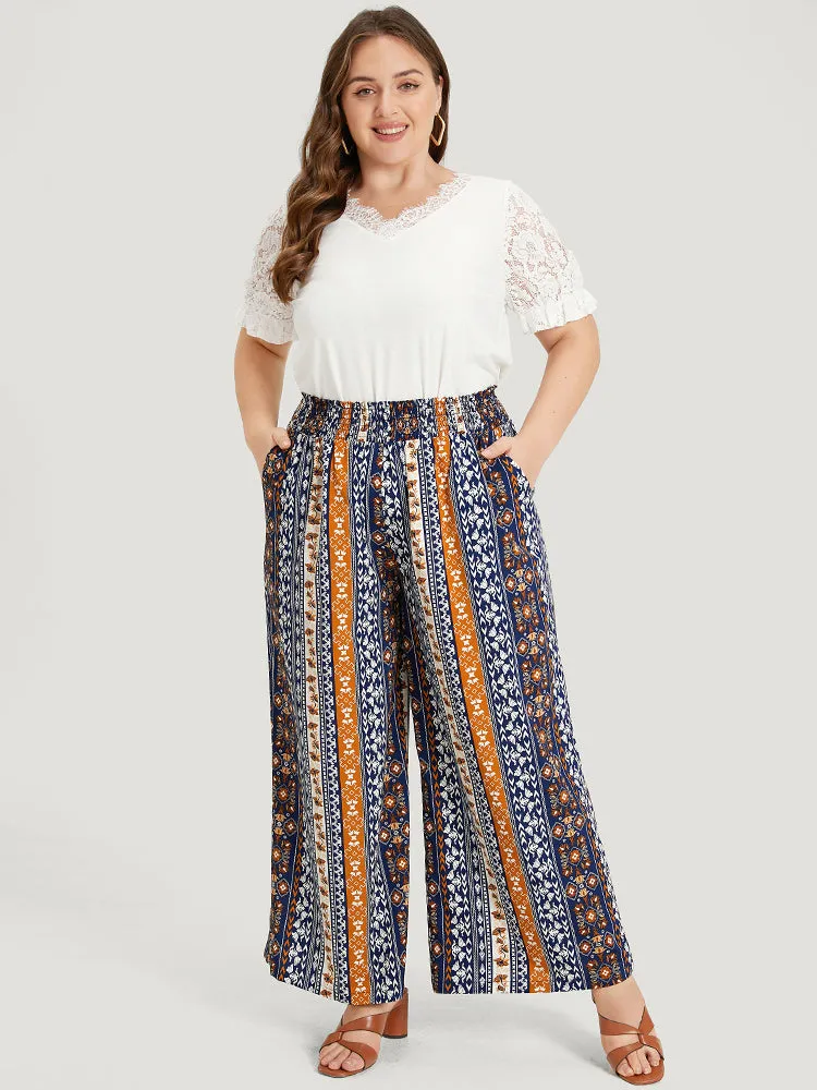 Boho Print Shirred Pocket Elastic Waist Pants sold by Bloomchic product image thumbnail 4