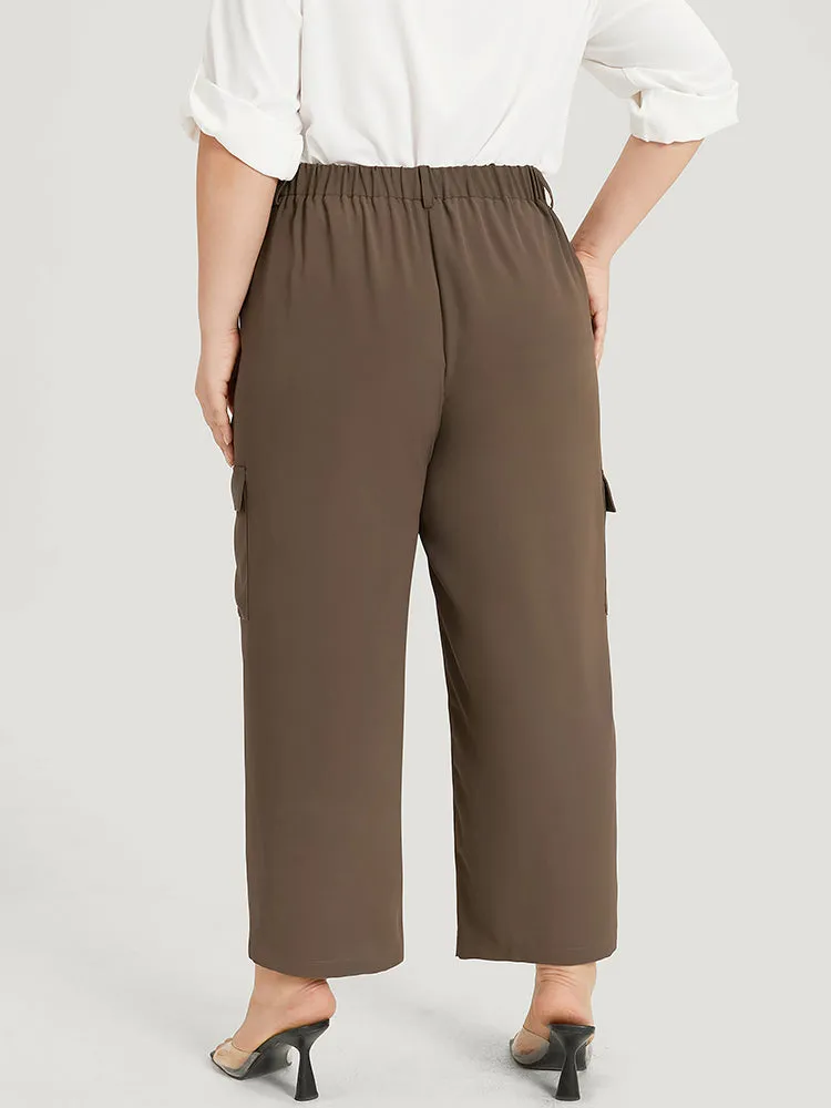 Plain Pocket Elastic Waist High Rise Pants sold by Bloomchic product image thumbnail 4