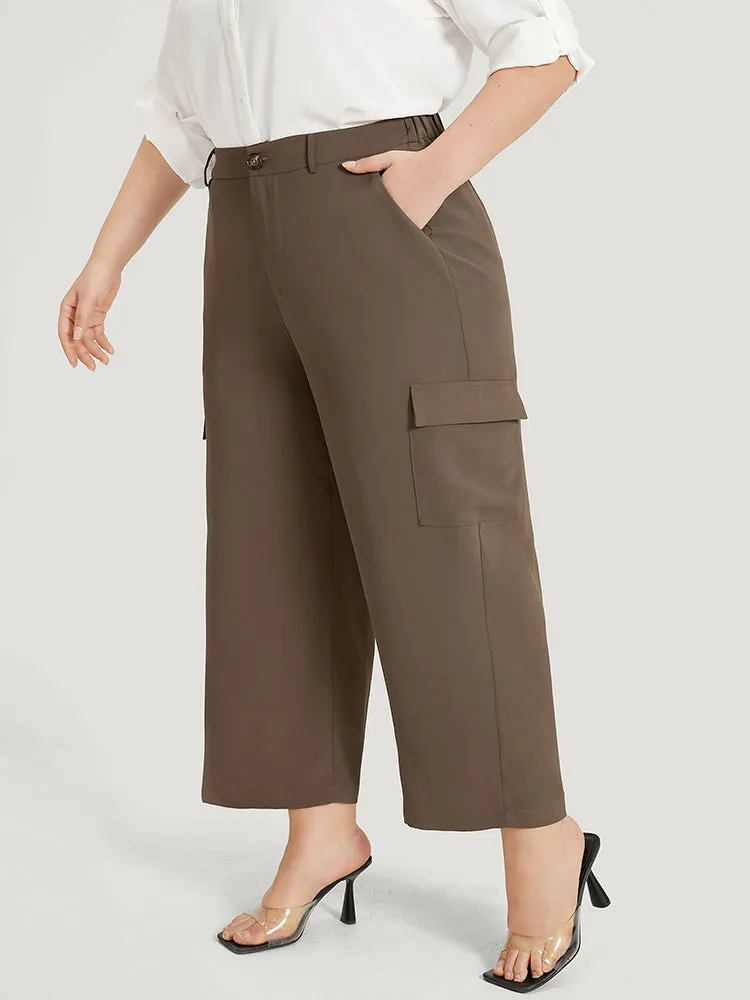 Plain Pocket Elastic Waist High Rise Pants sold by Bloomchic product image thumbnail 2