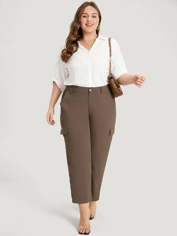 Plain Pocket Elastic Waist High Rise Pants sold by Bloomchic product image thumbnail 3