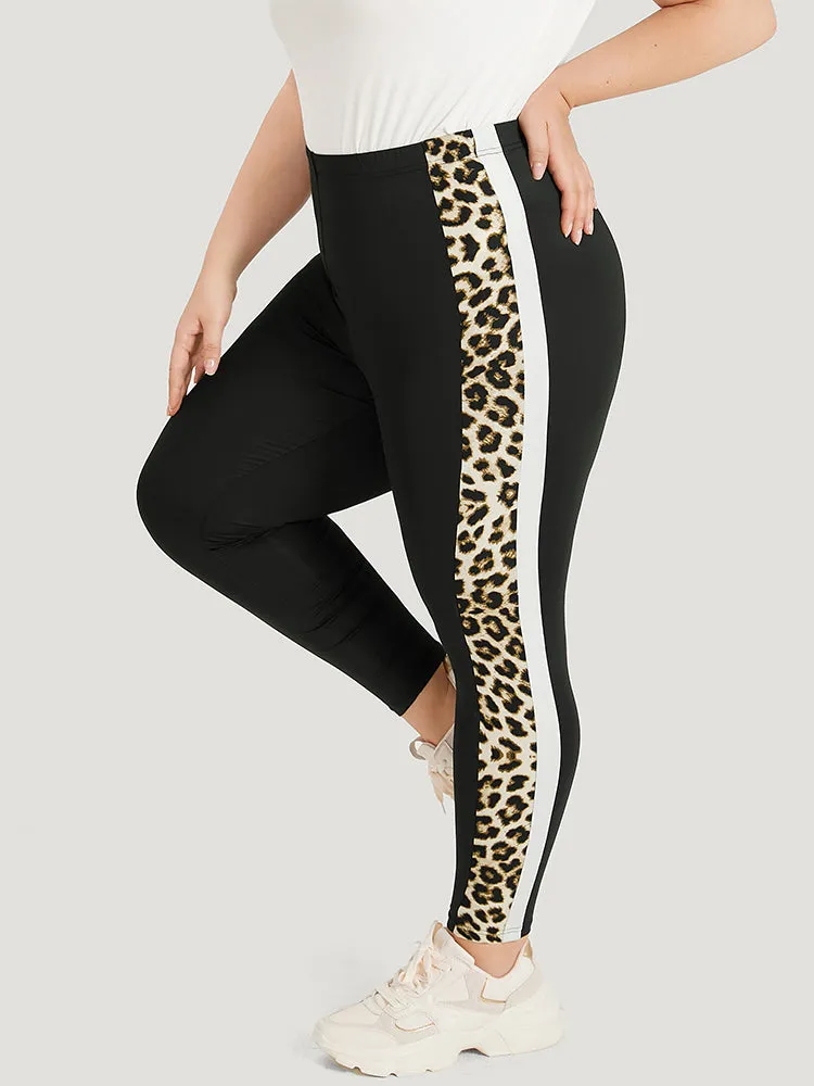 Leopard Patchwork High Rise Elastic Waist Leggings sold by Bloomchic product image thumbnail 5