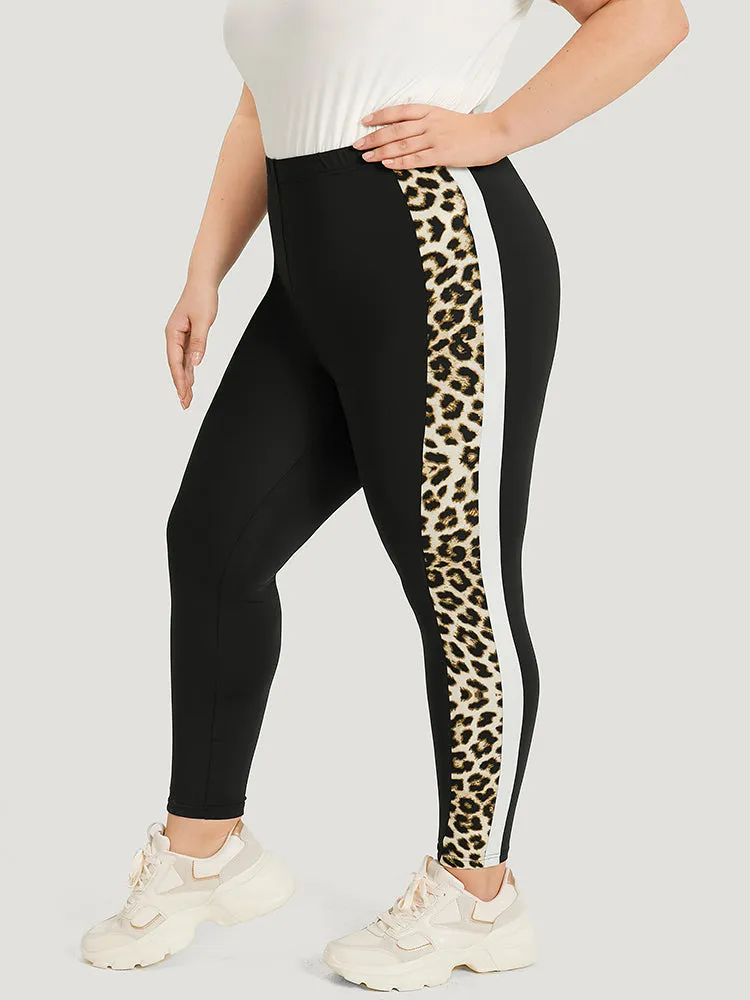Leopard Patchwork High Rise Elastic Waist Leggings sold by Bloomchic product image thumbnail 3