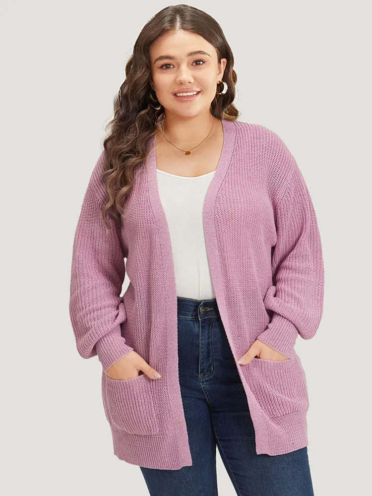 Solid Patched Pocket Lantern Sleeve Open Front Cardigan sold by Bloomchic product image thumbnail 5