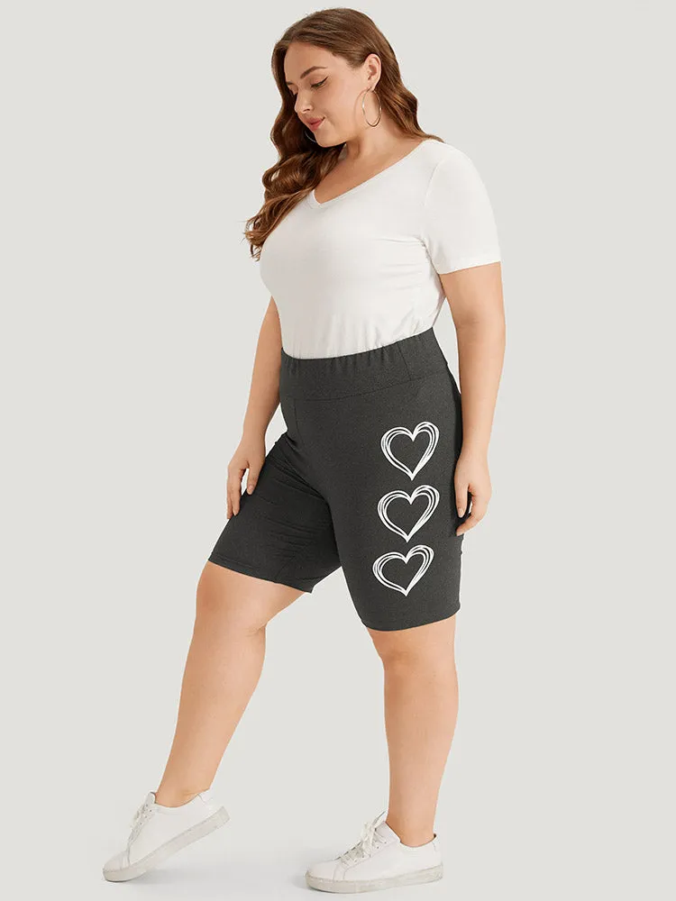 Heart Print Elastic Waist High Rise Leggings sold by Bloomchic product image thumbnail 3