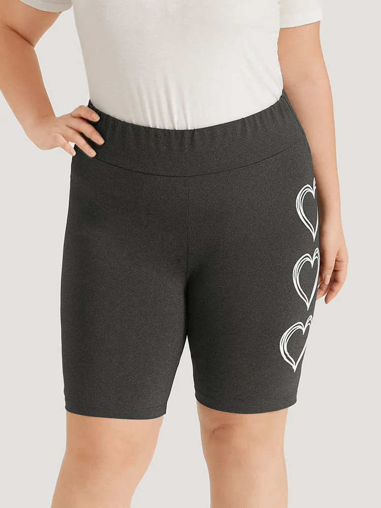 Heart Print Elastic Waist High Rise Leggings sold by Bloomchic product image thumbnail 2