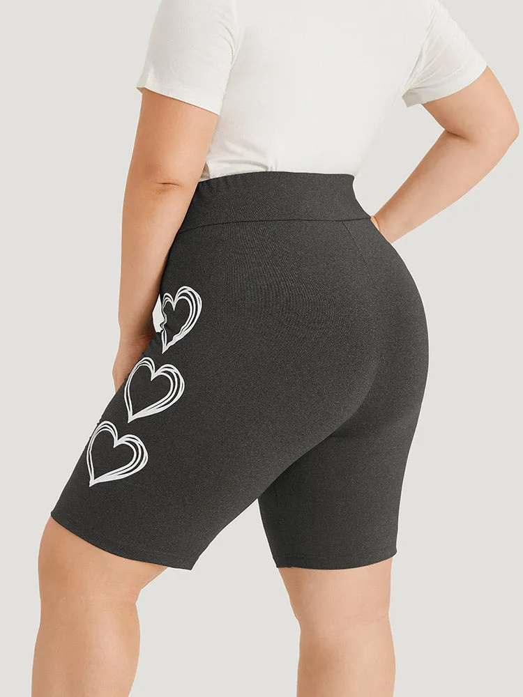 Heart Print Elastic Waist High Rise Leggings sold by Bloomchic product image thumbnail 4