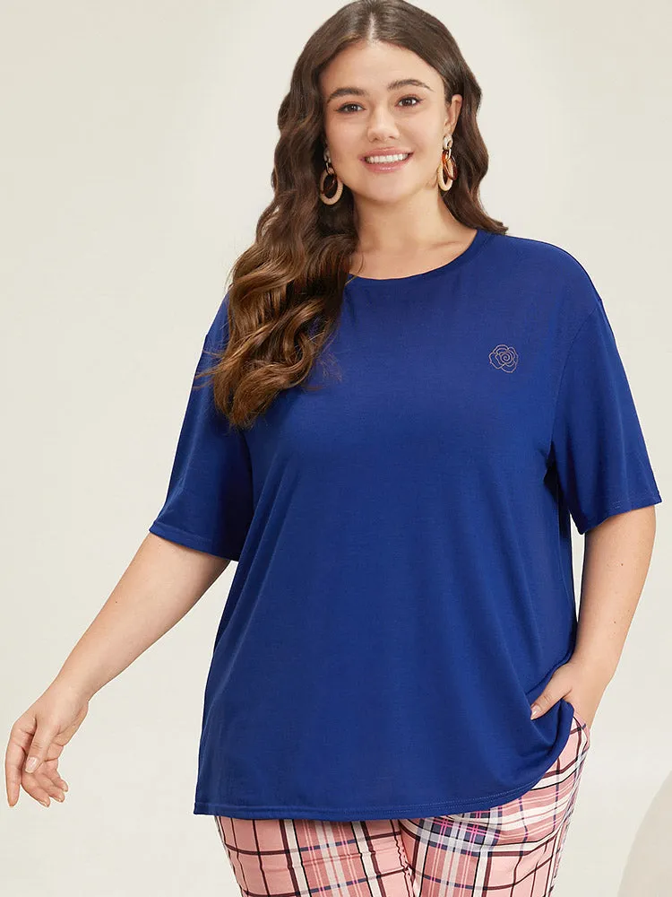 Floral Glitter Crew Neck Sleep Top sold by Bloomchic