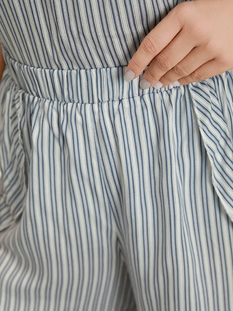 Striped Wrap Ruffle Trim Sleep Shorts sold by Bloomchic product image thumbnail 4