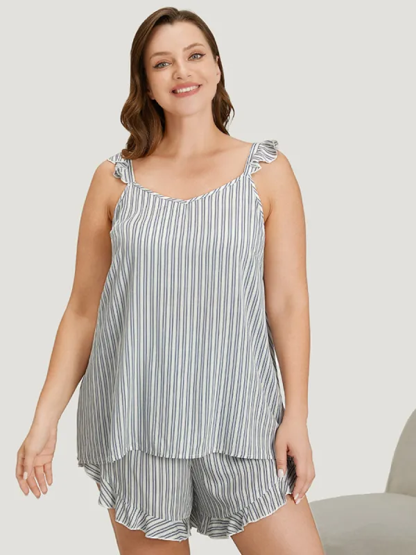 Striped Ruffle Trim Sleep Cami Top sold by Bloomchic
