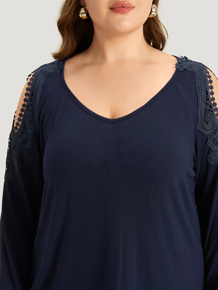 Supersoft Essentials Cold Shoulder Eyelet Lace T-shirt sold by Bloomchic product image thumbnail 5