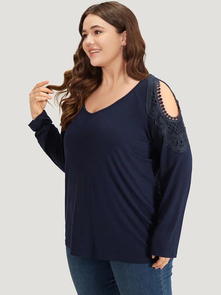 Supersoft Essentials Cold Shoulder Eyelet Lace T-shirt sold by Bloomchic product image thumbnail 2