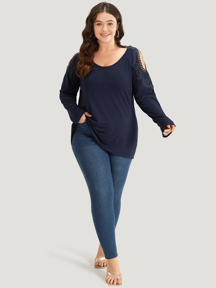 Supersoft Essentials Cold Shoulder Eyelet Lace T-shirt sold by Bloomchic product image thumbnail 3