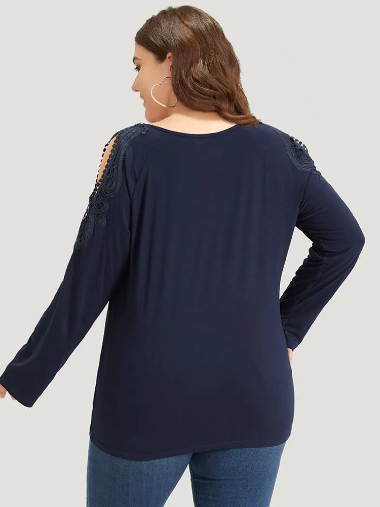 Supersoft Essentials Cold Shoulder Eyelet Lace T-shirt sold by Bloomchic product image thumbnail 4