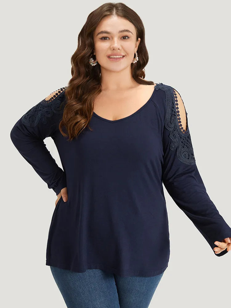 Supersoft Essentials Cold Shoulder Eyelet Lace T-shirt sold by Bloomchic