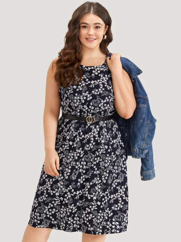 Ditsy Floral Pocket Crew Neck Tank Dress sold by Bloomchic
