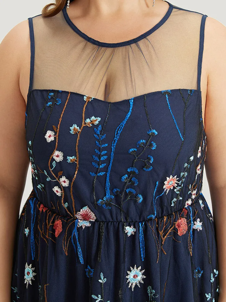 Plants Embroidered Mesh Patchwork Tank Dress sold by Bloomchic product image thumbnail 5