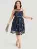 Plants Embroidered Mesh Patchwork Tank Dress sold by Bloomchic