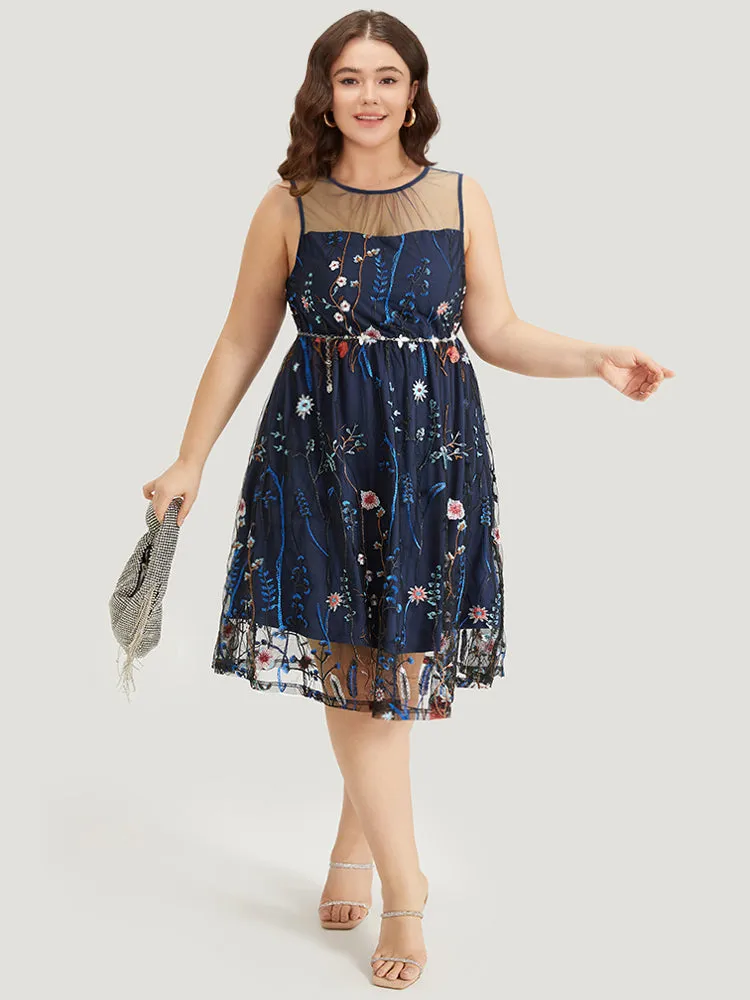 Plants Embroidered Mesh Patchwork Tank Dress sold by Bloomchic product image thumbnail 2