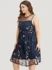 Plants Embroidered Mesh Patchwork Tank Dress sold by Bloomchic