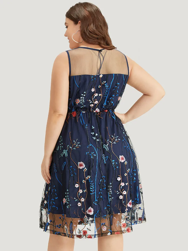 Plants Embroidered Mesh Patchwork Tank Dress sold by Bloomchic product image thumbnail 4