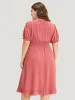 Plain Polka Dot Shirred Square Neck Bowknot Dress sold by Bloomchic