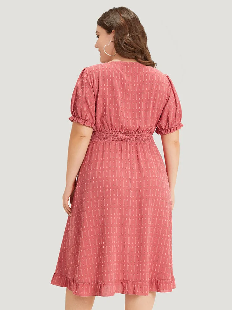 Plain Polka Dot Shirred Square Neck Bowknot Dress sold by Bloomchic product image thumbnail 4