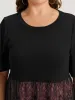 Supersoft Essentials Colorblock Contrast Guipure Lace Flutter Sleeve Dress sold by Bloomchic