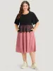 Supersoft Essentials Colorblock Contrast Guipure Lace Flutter Sleeve Dress sold by Bloomchic