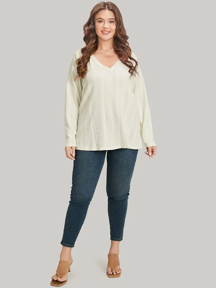 Lace Patchwork V Neck Broderie Anglaise T-shirt sold by Bloomchic product image thumbnail 4