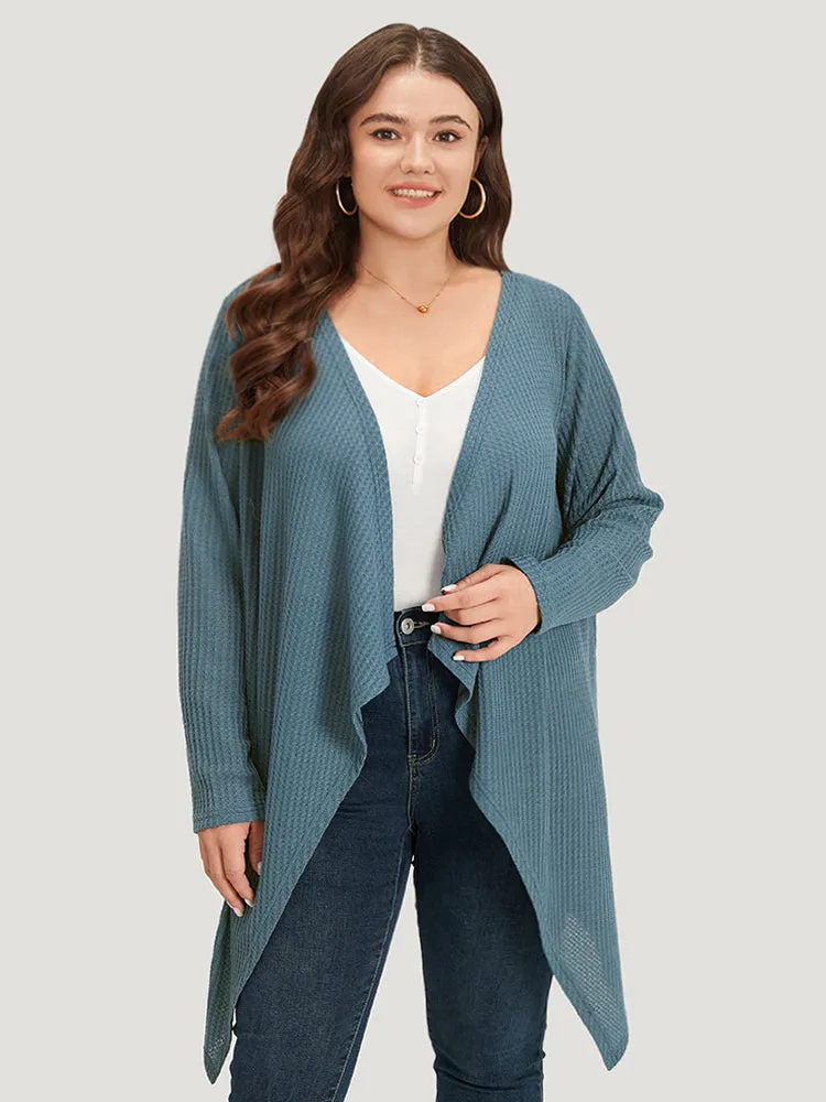 Supersoft Essentials Waffle Knit Asymmetrical Hem Kimono sold by Bloomchic