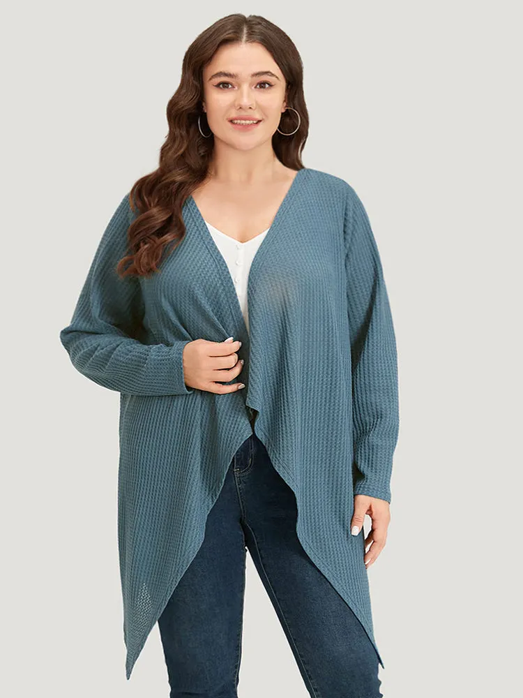 Supersoft Essentials Waffle Knit Asymmetrical Hem Kimono sold by Bloomchic product image thumbnail 5