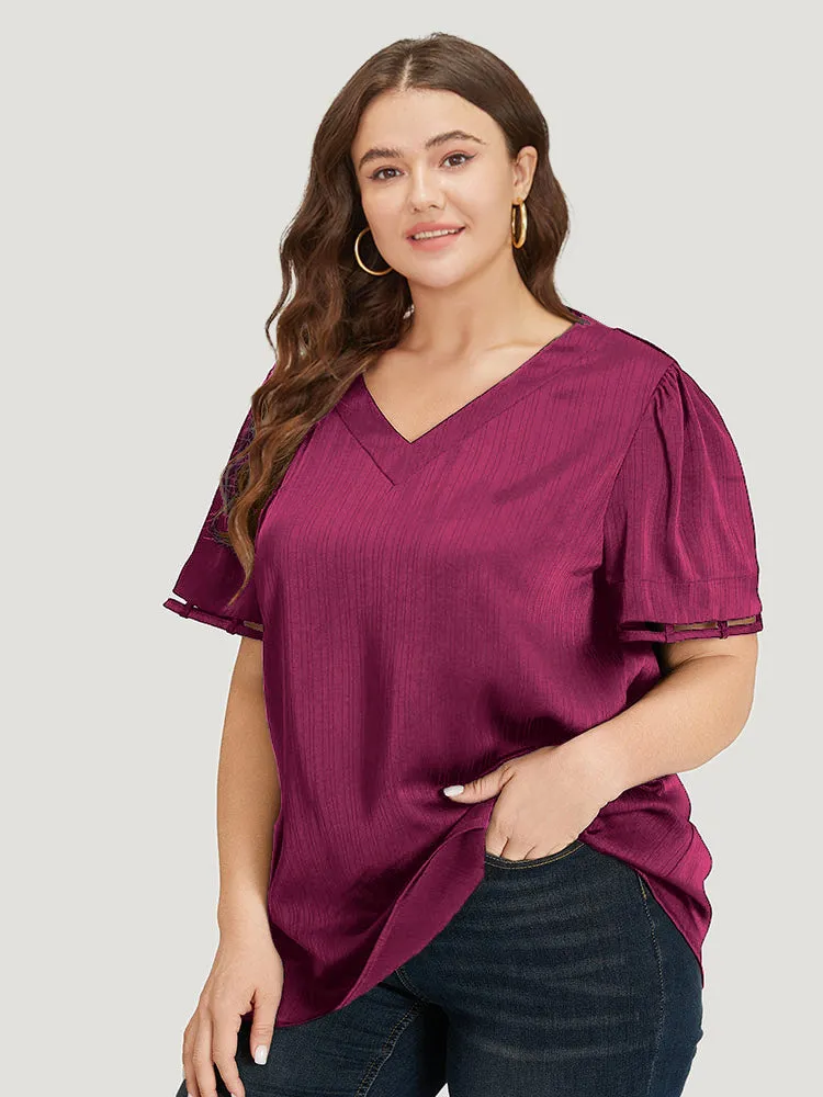 Plain Cut Out V Neck Blouse sold by Bloomchic product image thumbnail 2