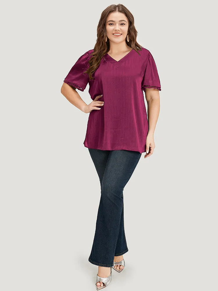 Plain Cut Out V Neck Blouse sold by Bloomchic product image thumbnail 3