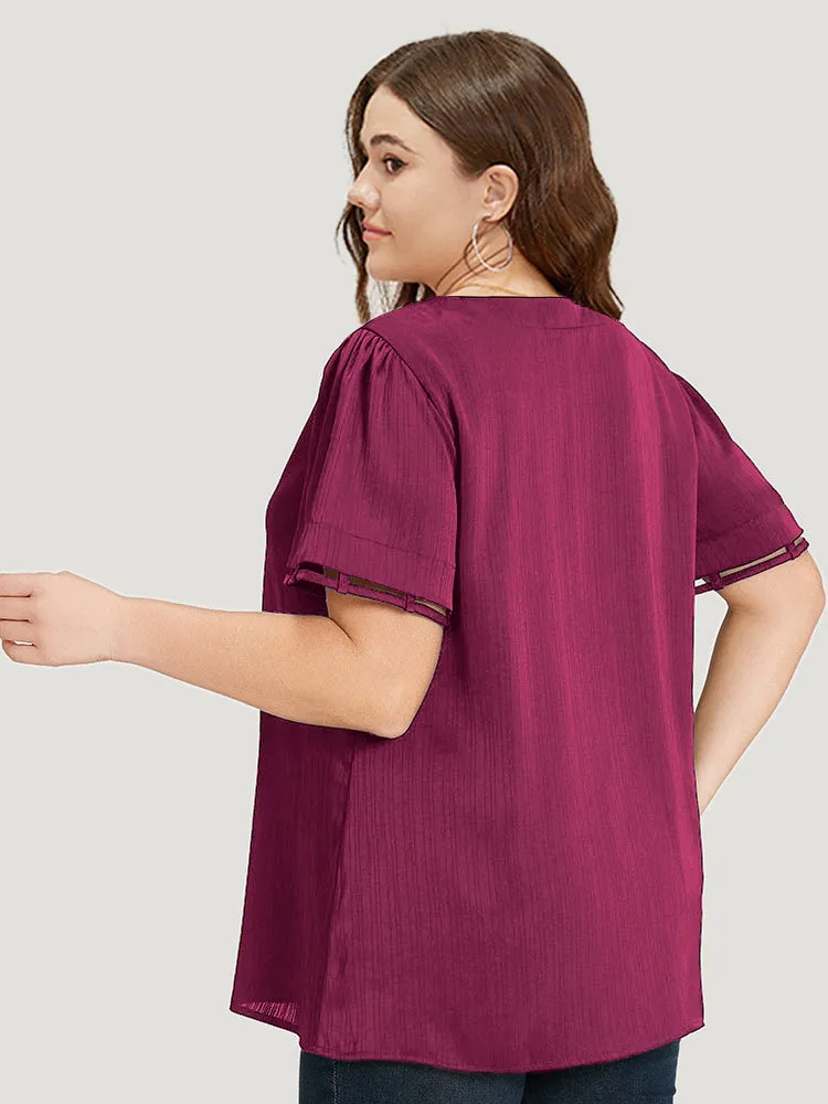 Plain Cut Out V Neck Blouse sold by Bloomchic product image thumbnail 4