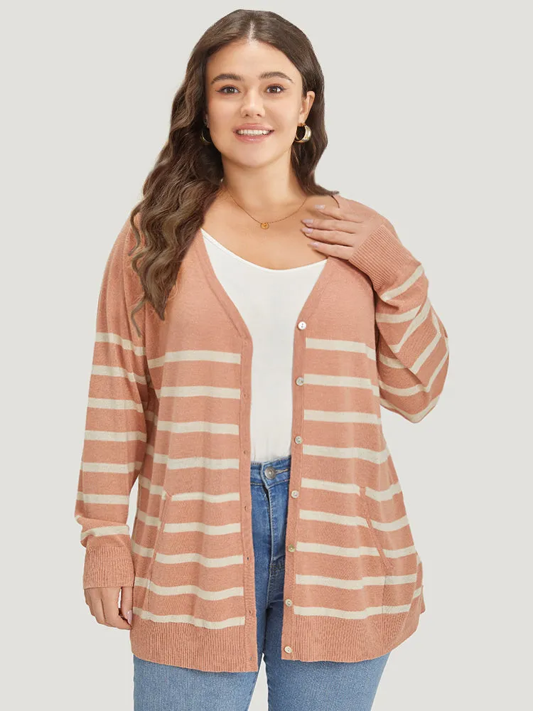 Supersoft Essentials Striped Pocket Button Through Cardigan sold by Bloomchic