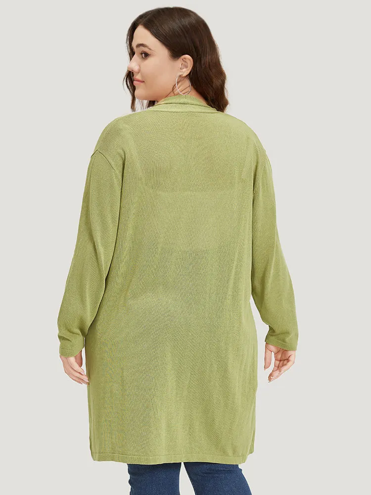 Solid Patched Pocket Open Front Tunic Cardigan sold by Bloomchic product image thumbnail 2