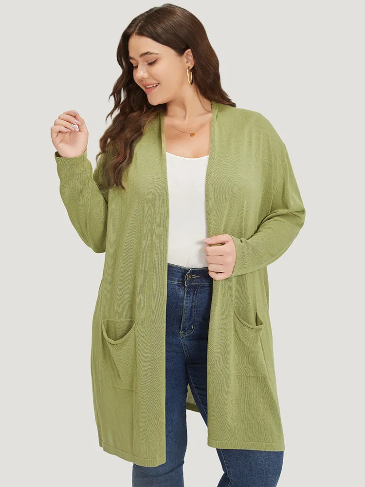 Solid Patched Pocket Open Front Tunic Cardigan sold by Bloomchic product image thumbnail 4