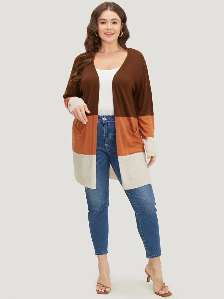 Supersoft Essentials Colorblock Contrast Pocket Open Front Cardigan sold by Bloomchic product image thumbnail 3