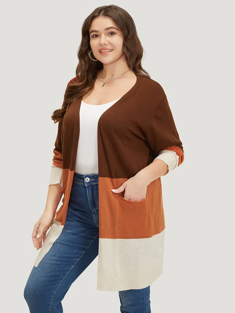 Supersoft Essentials Colorblock Contrast Pocket Open Front Cardigan sold by Bloomchic product image thumbnail 4