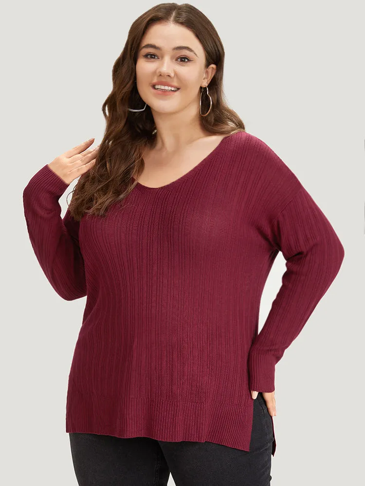 Supersoft Essentials Plain Rib Knit Split Side Pullover sold by Bloomchic