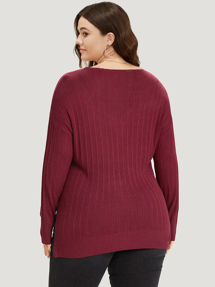 Supersoft Essentials Plain Rib Knit Split Side Pullover sold by Bloomchic product image thumbnail 2
