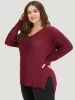 Supersoft Essentials Plain Rib Knit Split Side Pullover sold by Bloomchic