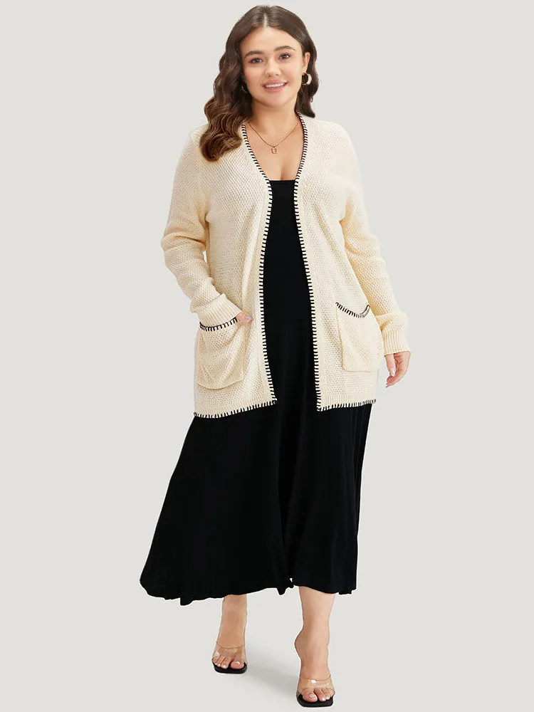 Contrast Trim Patched Pocket Open Front Cardigan sold by Bloomchic product image thumbnail 5