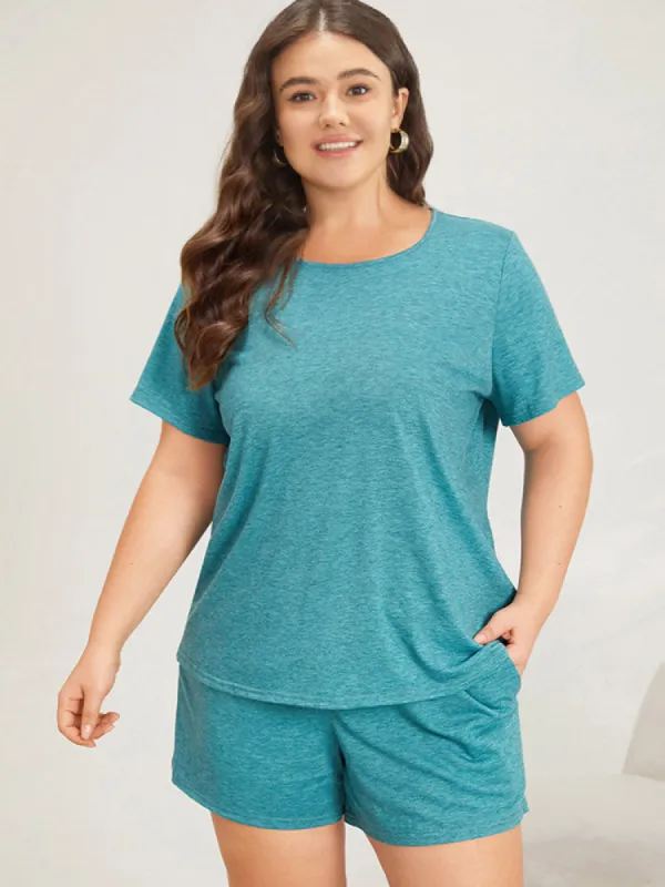 Plain Heather Short Sleeve Sleep Top sold by Bloomchic