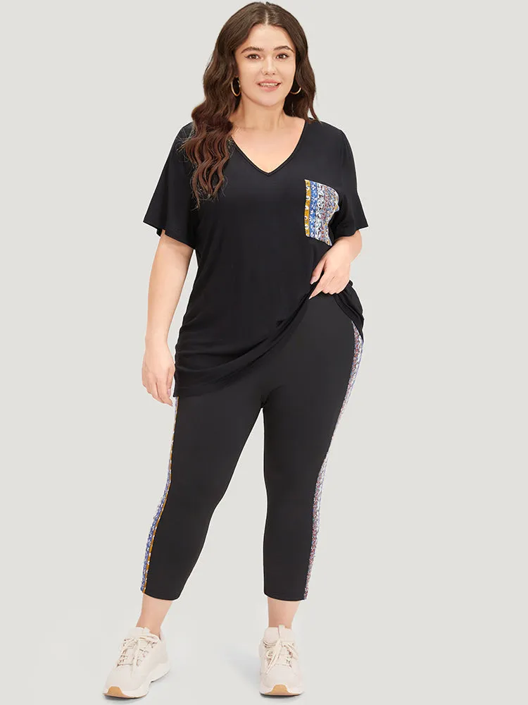 Bandana Print Patched Pocket T-shirt sold by Bloomchic product image thumbnail 2