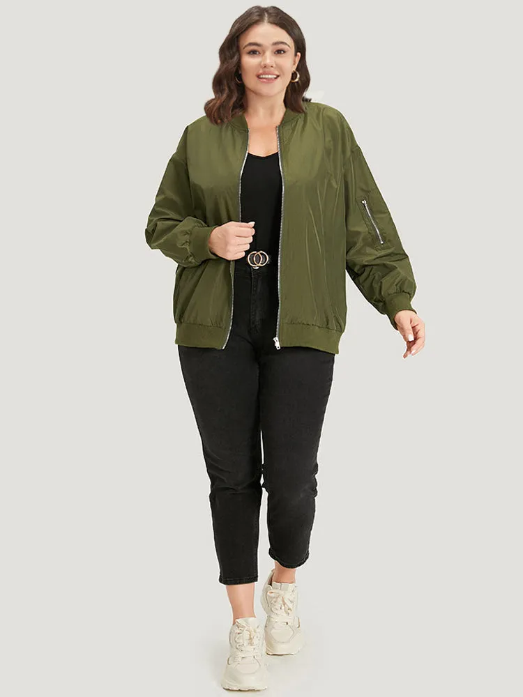 Plain Zipper Pocket Elastic Cuffs Jacket sold by Bloomchic product image thumbnail 4