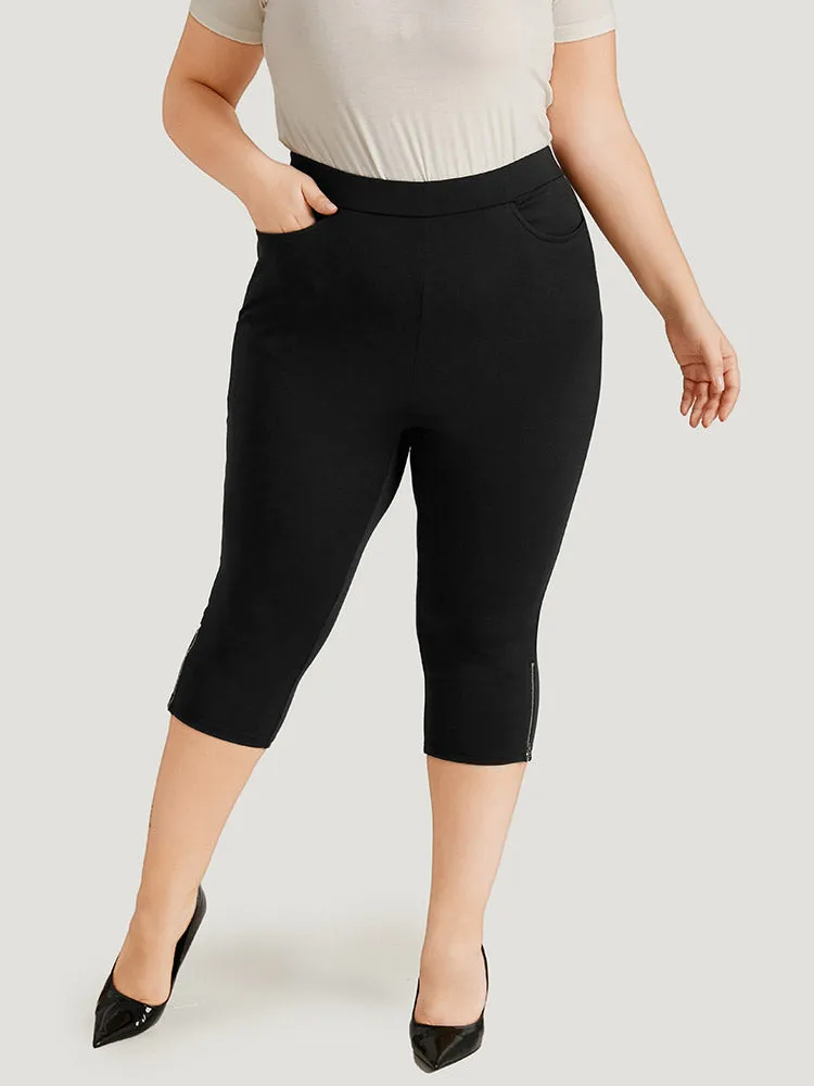 Plain Skinny Pocket Zipper Cropped Pants sold by Bloomchic product image thumbnail 2