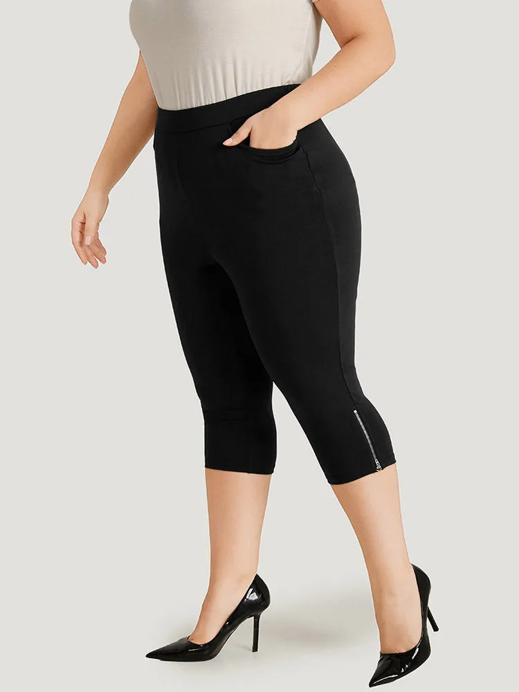 Plain Skinny Pocket Zipper Cropped Pants sold by Bloomchic product image thumbnail 3