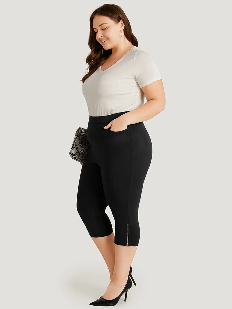 Plain Skinny Pocket Zipper Cropped Pants sold by Bloomchic product image thumbnail 4